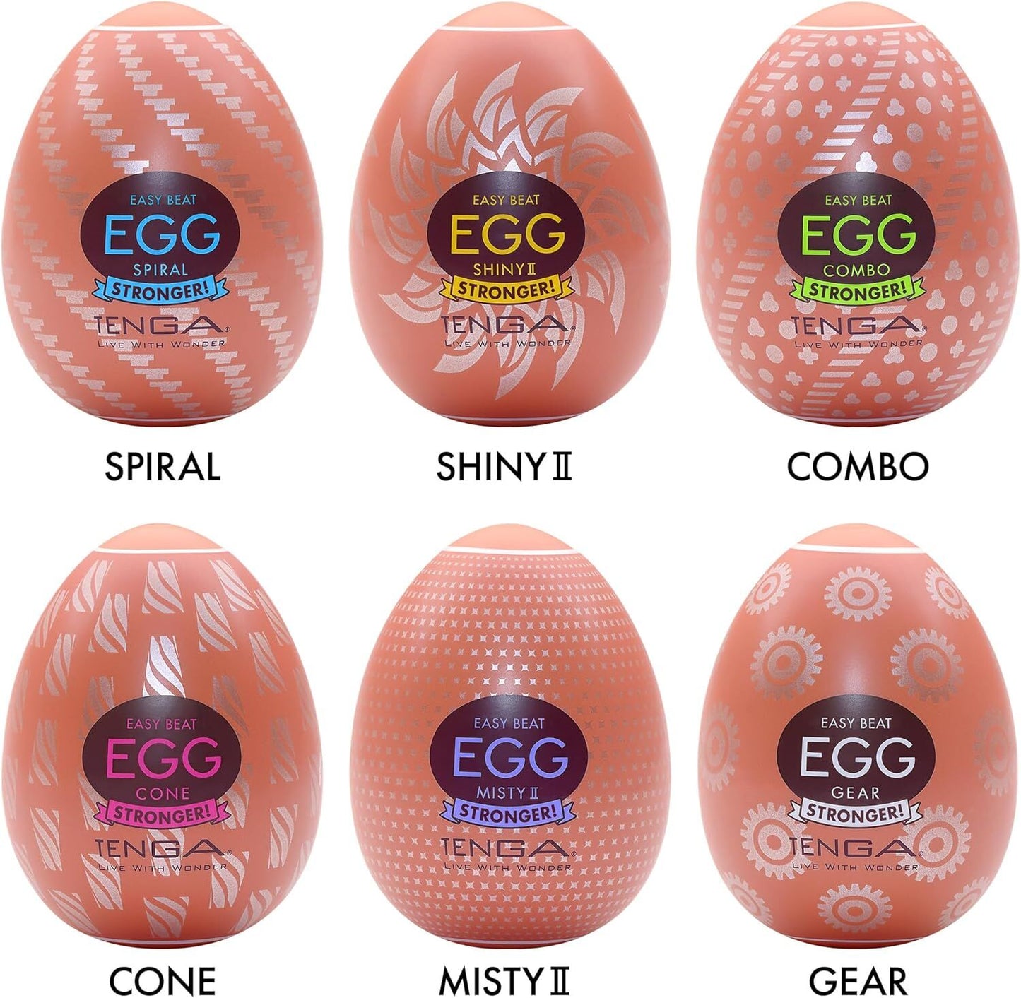 Набір мастурбаторів-яєць Tenga Egg Hard Boilded II Pack (6 яєць), щільний TPE, опукла текстура