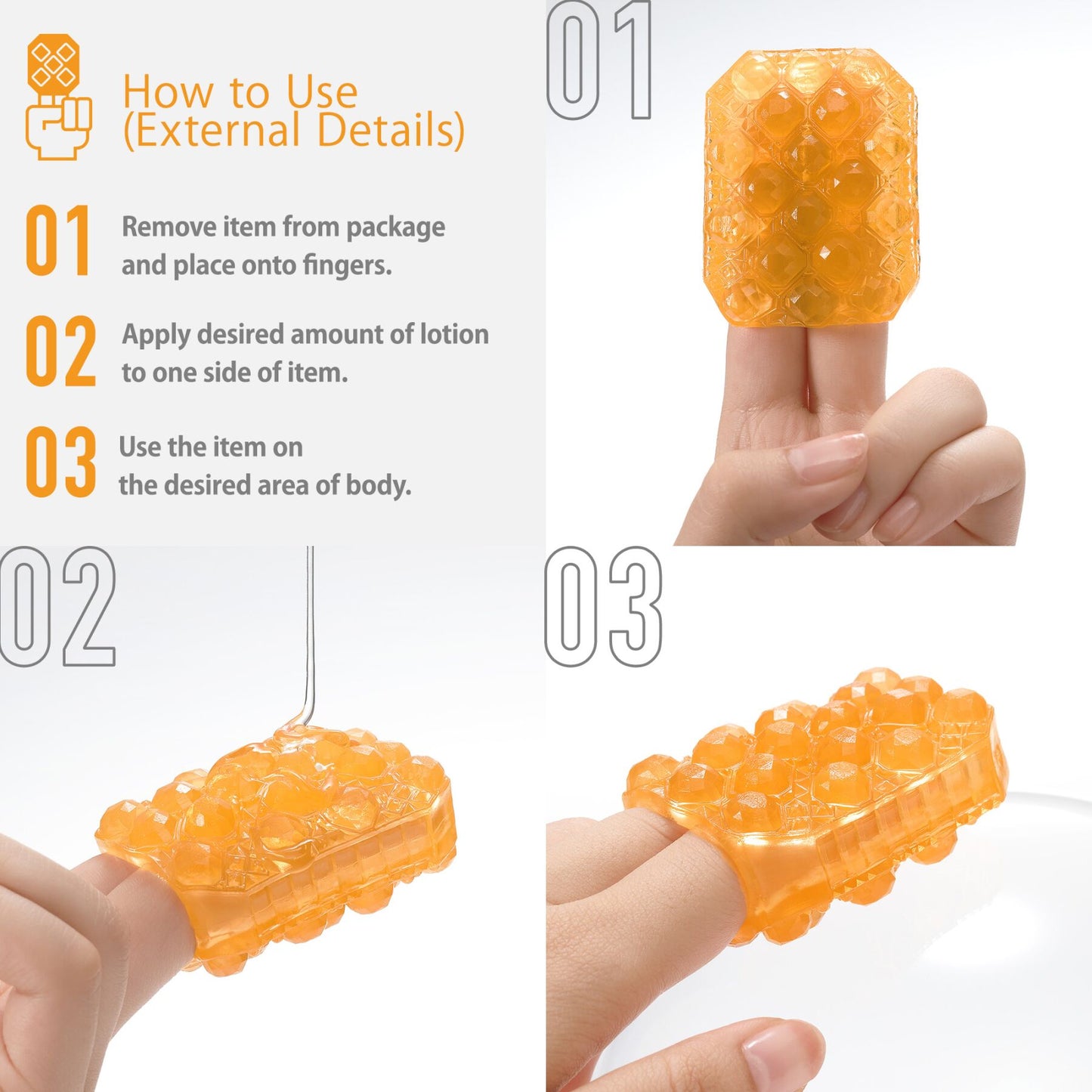 Унісекс-стимулятор Tenga UNI Topaz, помаранчевий, рельєф у вигляді горбків, лубрикант у комплекті