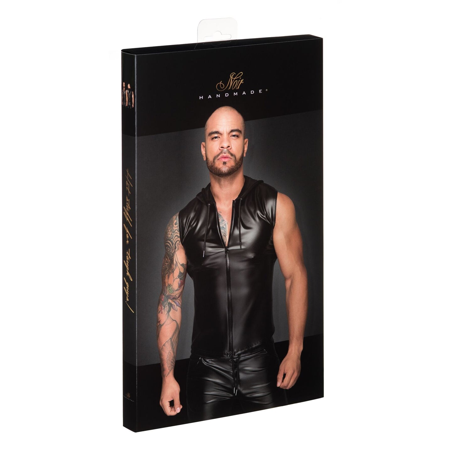 Чоловіча безрукавка з капюшоном Noir Handmade H062 Hooded Shirt, S, мокрий ефект