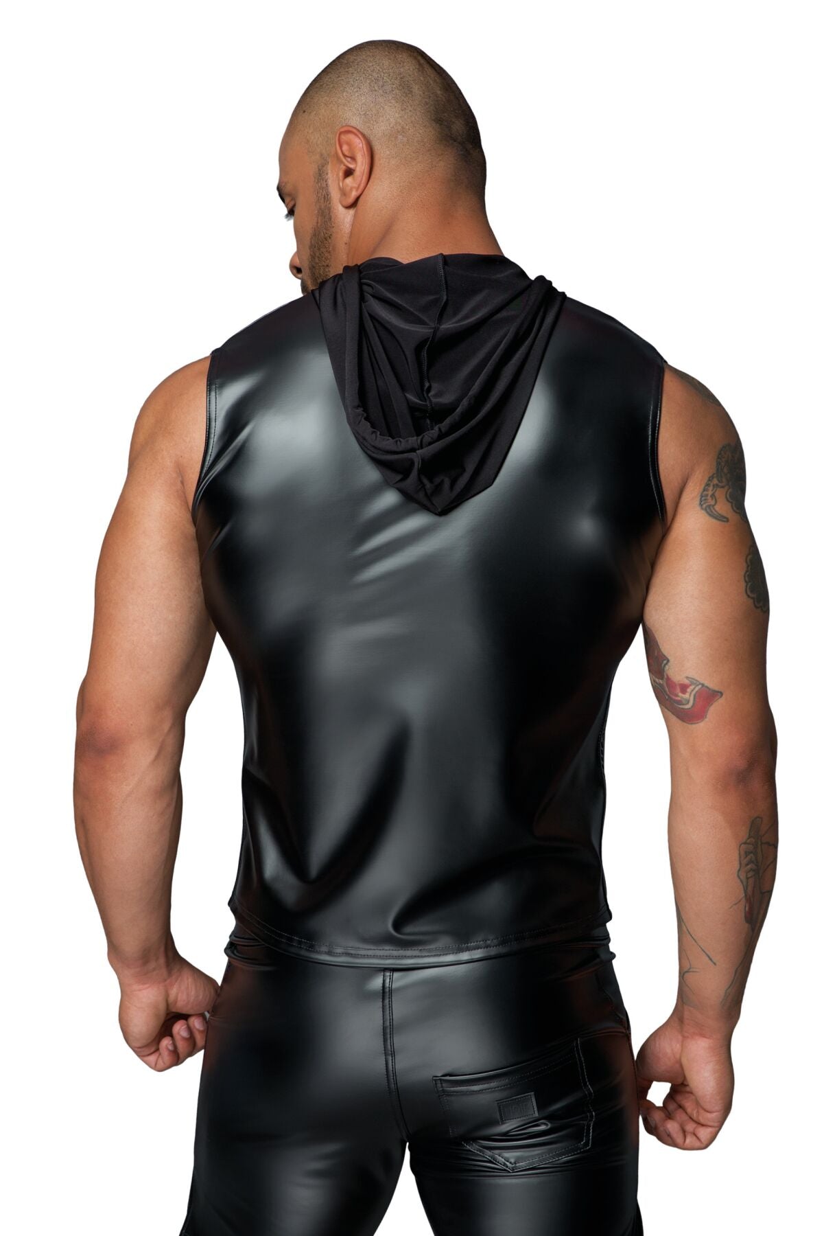 Чоловіча безрукавка з капюшоном Noir Handmade H062 Hooded Shirt, L, мокрий ефект