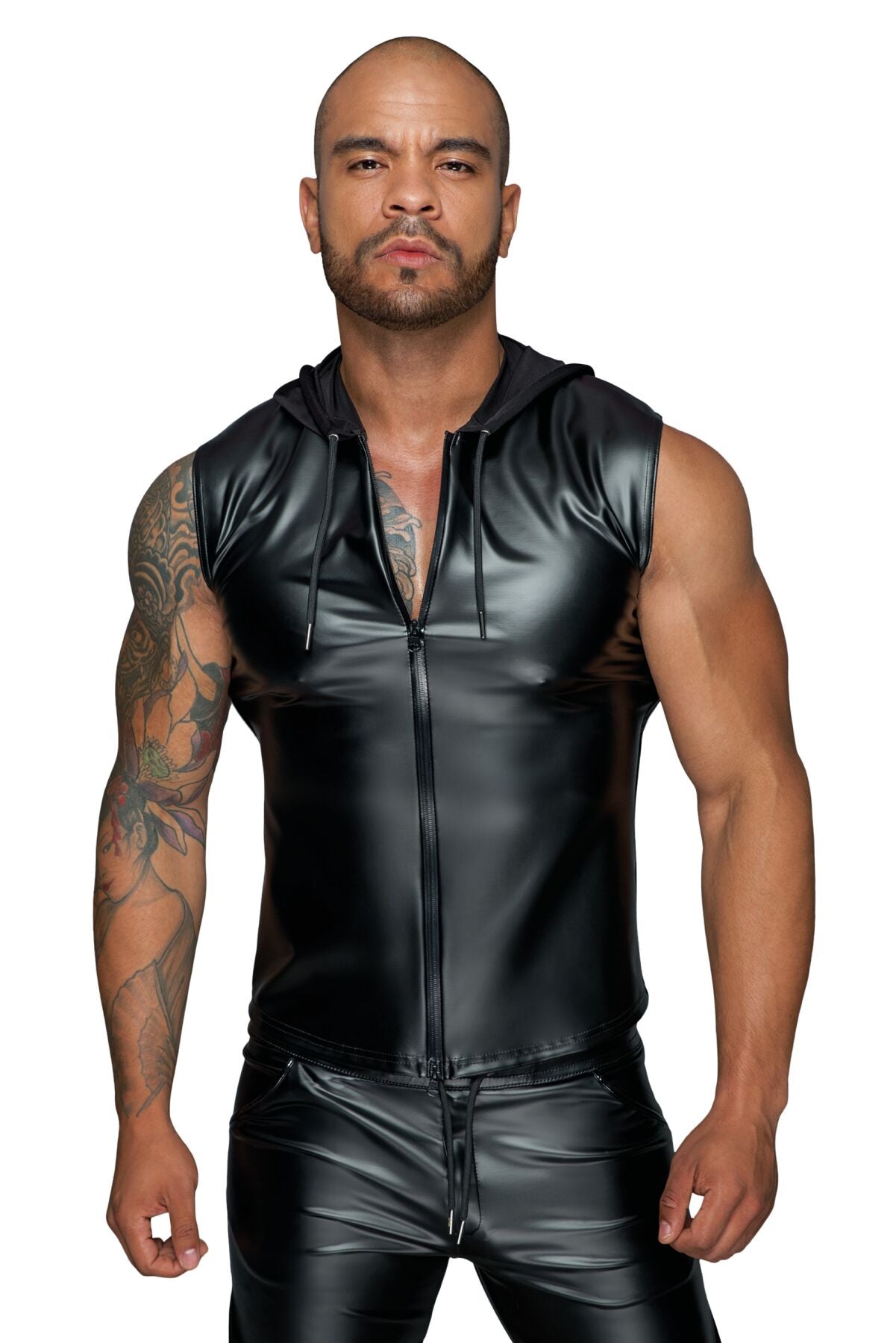 Чоловіча безрукавка з капюшоном Noir Handmade H062 Hooded Shirt, XL, мокрий ефект