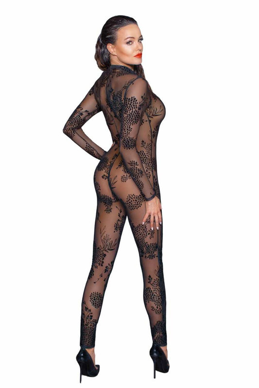 Сітчастий бодістокінг Noir Handmade F237 Long tulle overall, L