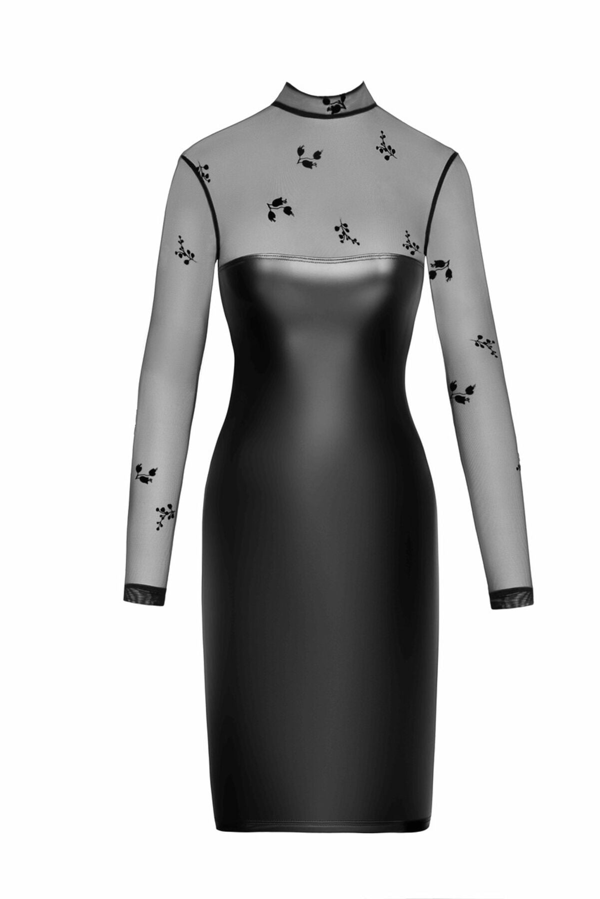 Сукня Noir Handmade F310 Sublime, M, black, міді, мокрий ефект, верх — сітка, довгий рукав
