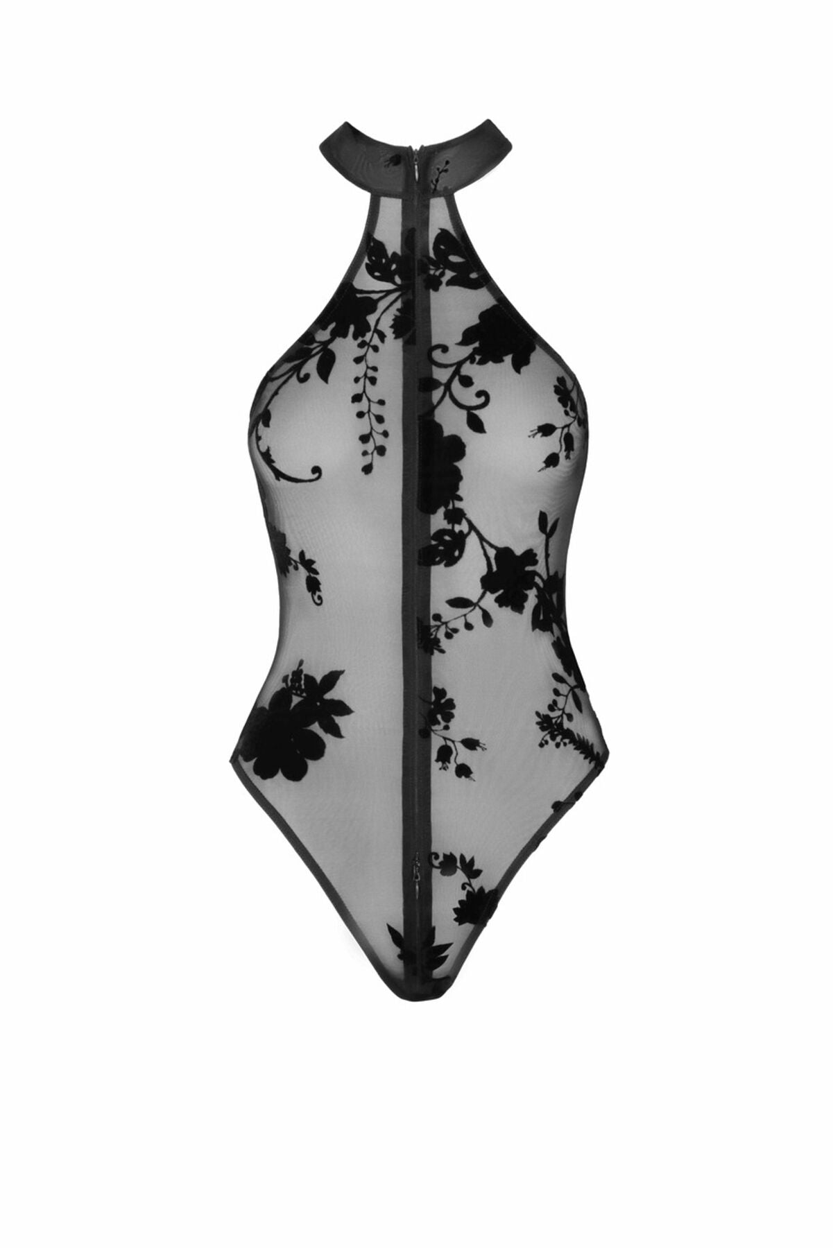 Боді Noir Handmade F314 Ego, M, black, сітка, халтер, високі вирізи, блискавка по всій довжині