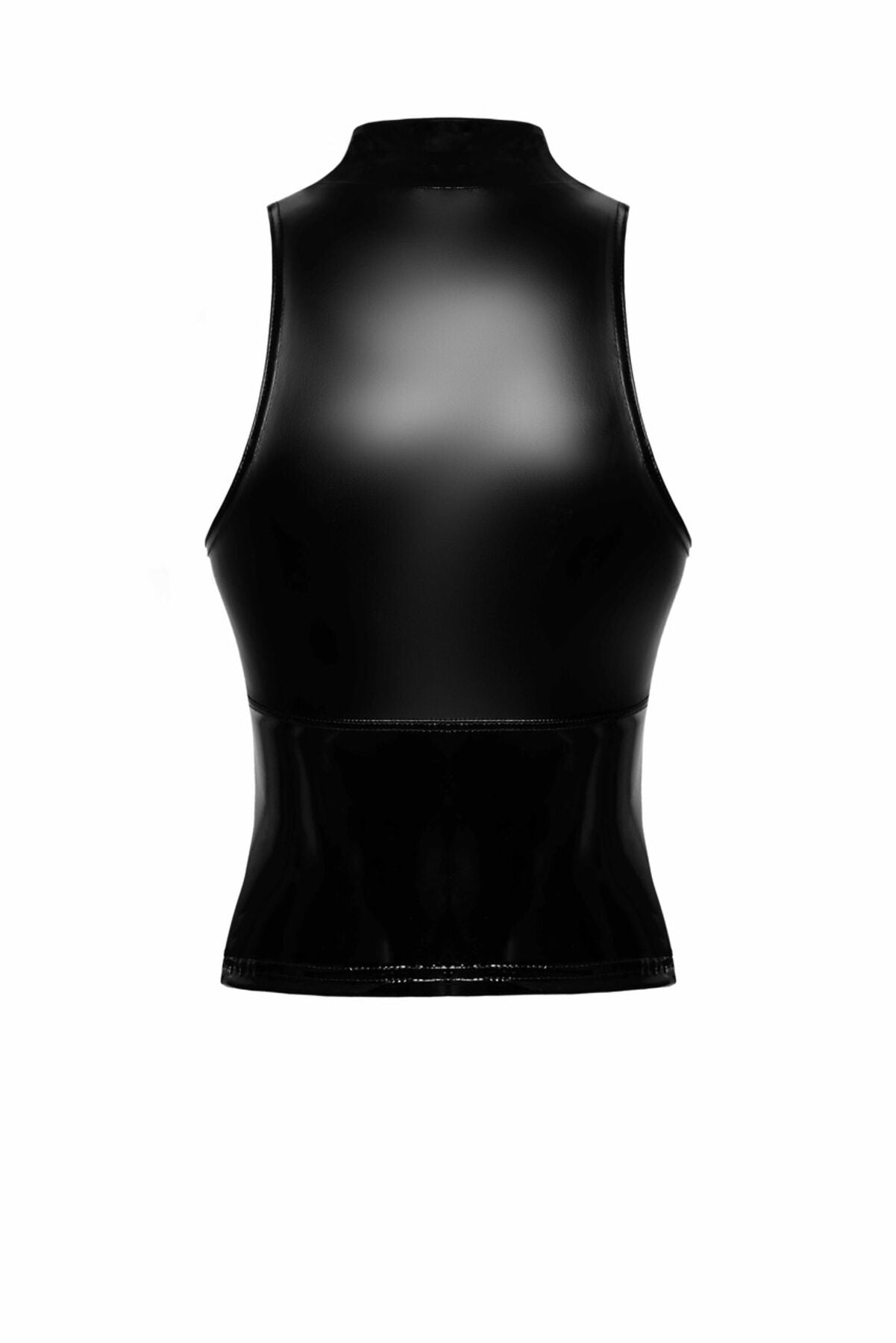 Топ Noir Handmade F324 Glam, 3XL, black, халтер, на блискавці, вінілові вставки, комір-стійка