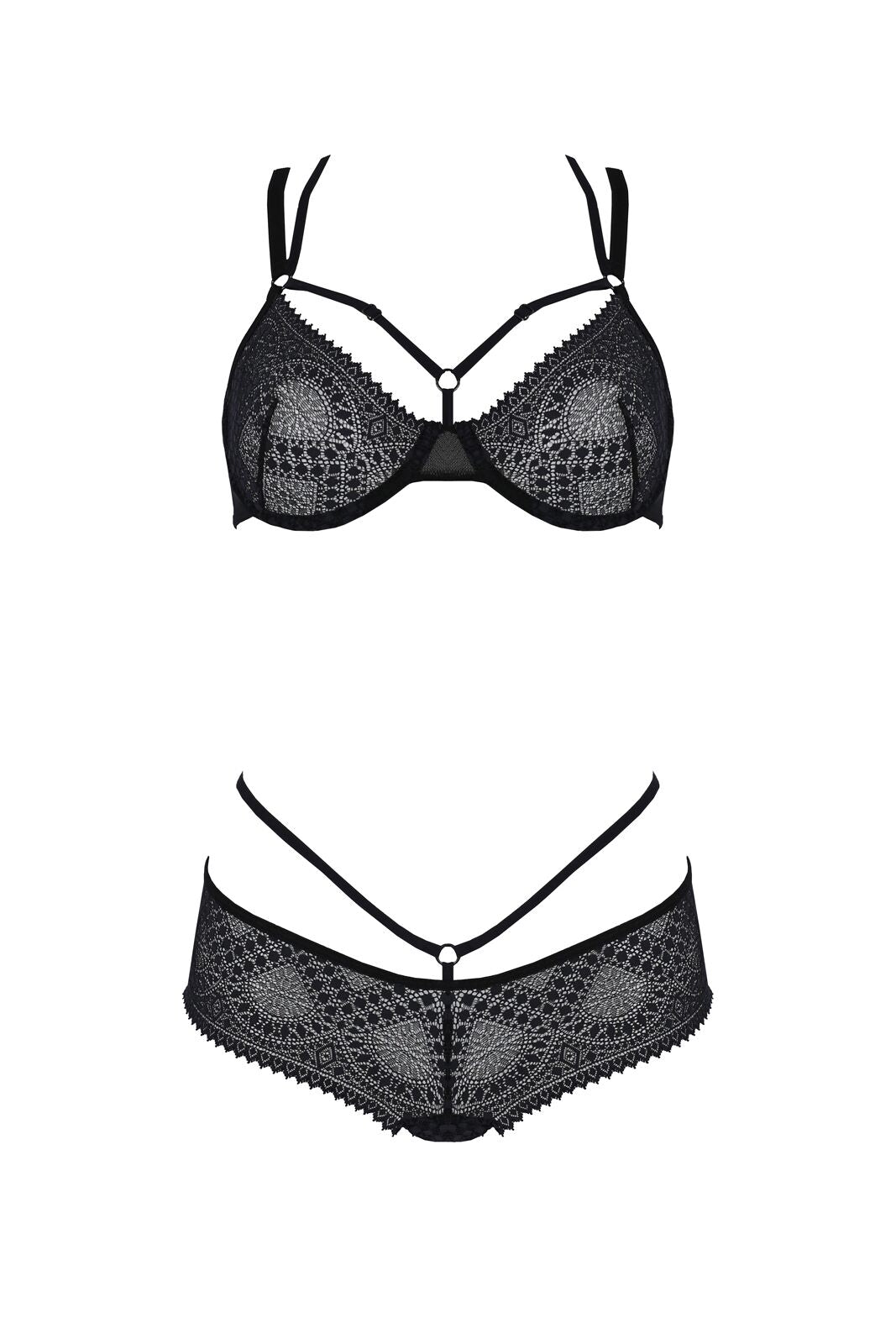 Комплект Passion DROSERA BIKINI black, S/M, бюстгальтер і трусики-кюлоти