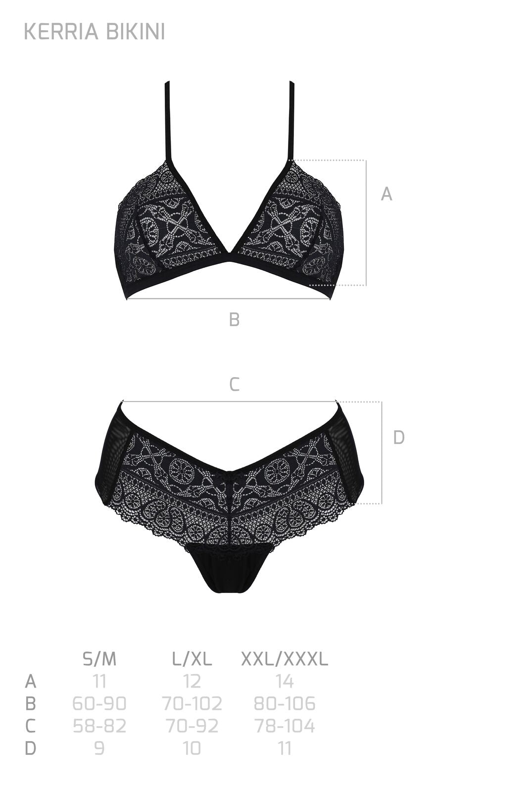 Комплект Passion KERRIA BIKINI black, S/M, бралет і трусики-бікіні