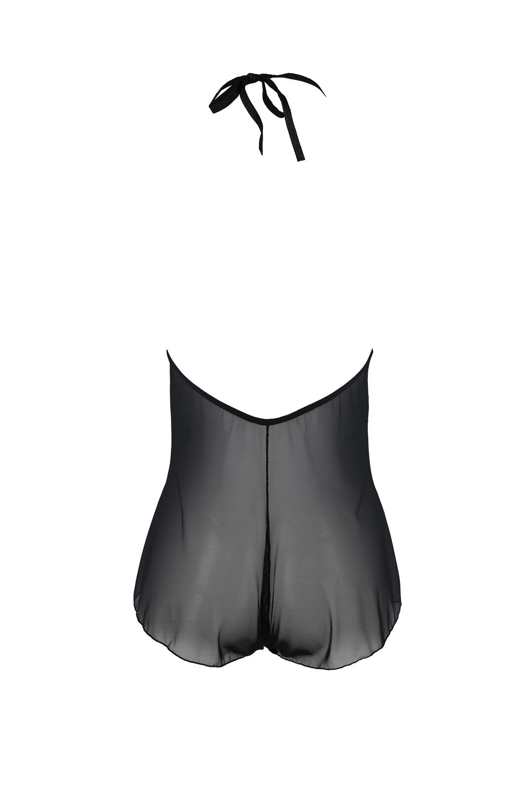 Боді Passion LEAFA BODY black S/M, на зав'язках, м'яка чашка, низ у вигляді шортиків