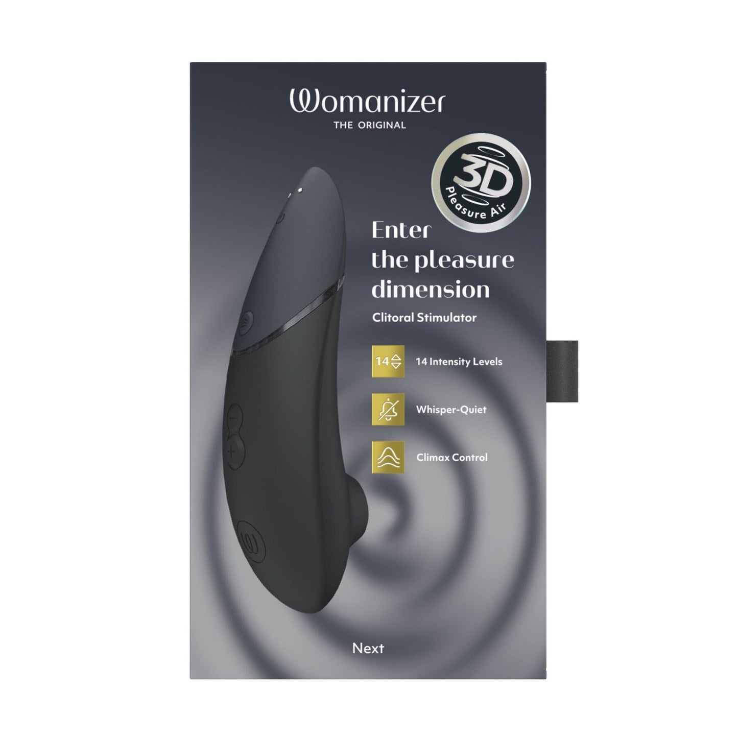 Вакуумний кліторальний стимулятор Womanizer Next Black, 3D Pleasure Air, 14 рівнів інтенсивності