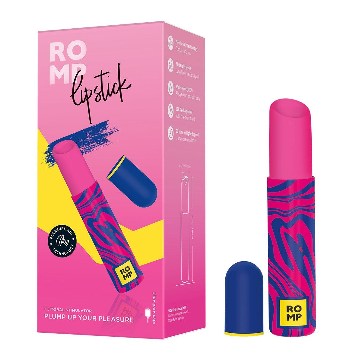 Вакуумний кліторальний стимулятор-помада Romp Lipstick, 7 рівнів інтенсивності