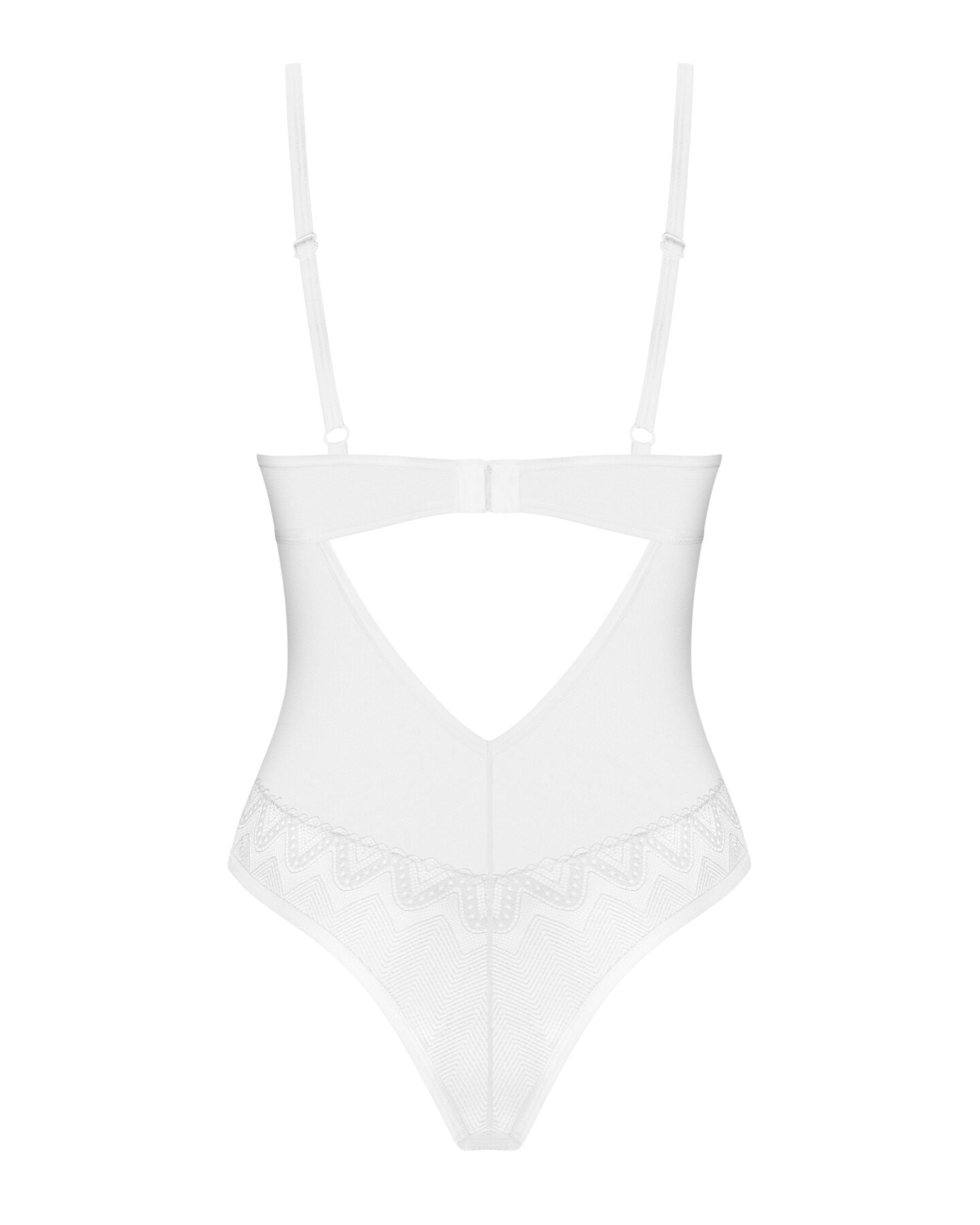 Боді Obsessive Alissium Teddy White, XL/2XL, ліф з м’якою чашкою, високі вирізи для ніг