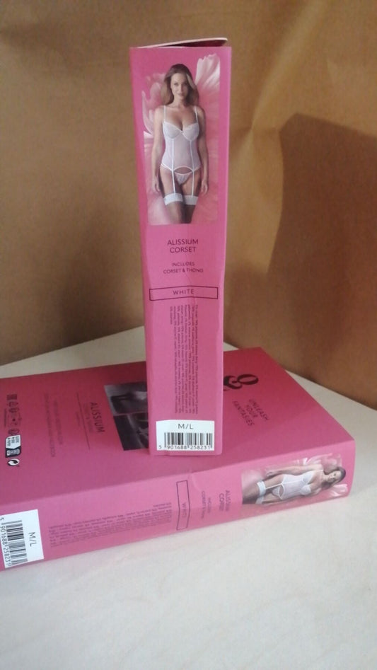 Корсет Obsessive Alissium corset & thong M/L (м'ята упаковка!!!)