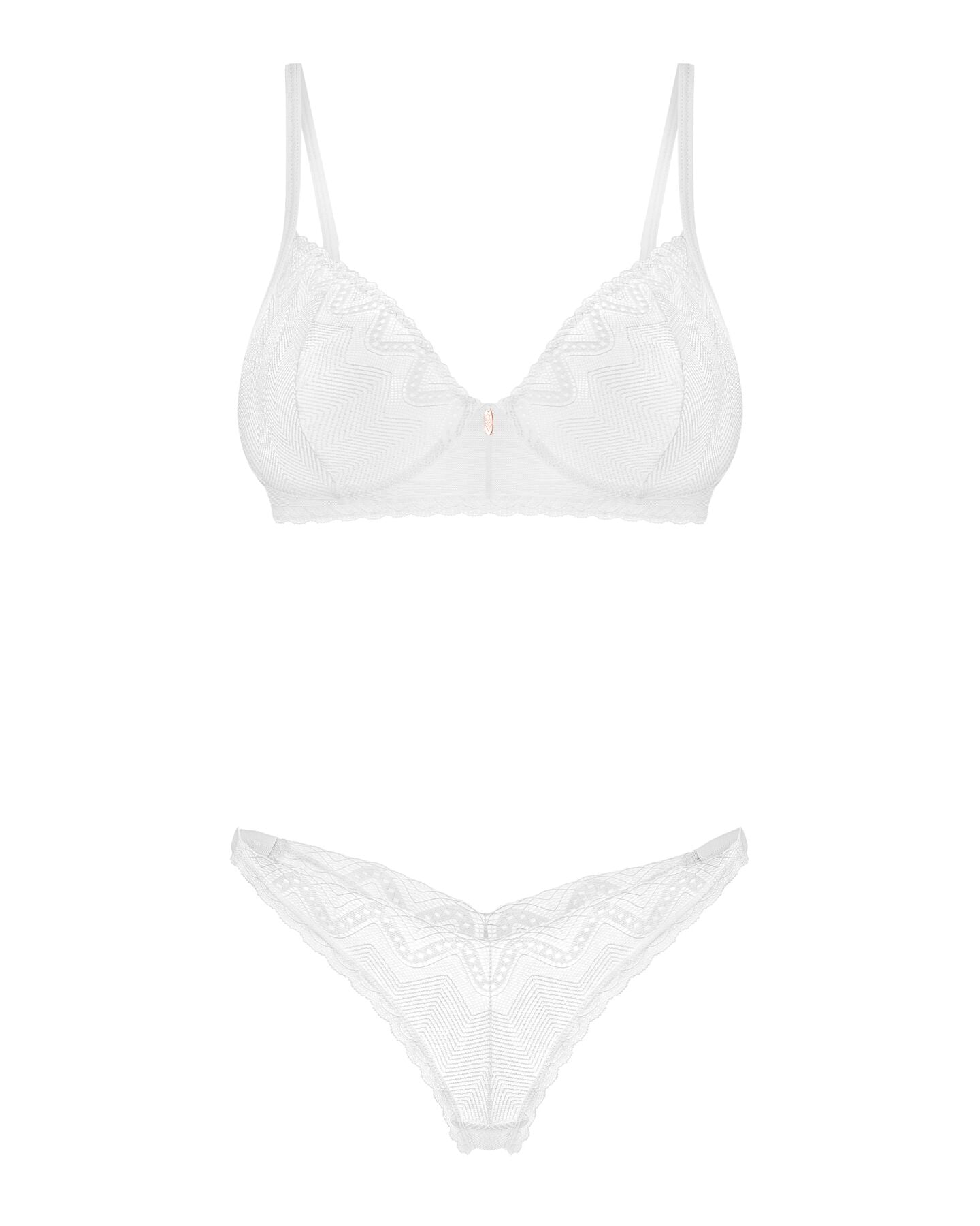 Комплект Obsessive Alissium 2-pcs set, M/L, мереживо, ліф з м’якою чашкою, трусики танга