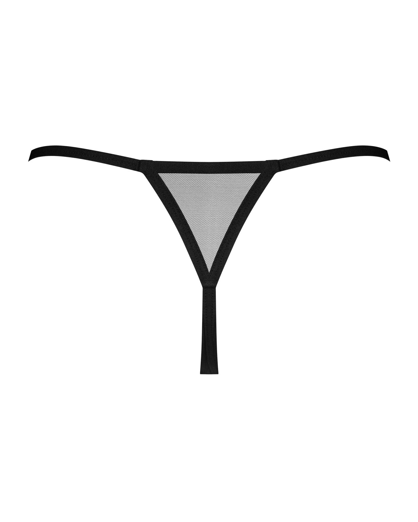 Трусики-стрінги Obsessive Novenes crotchless thong, XS/S, сітка, стрепи, прикраса зі стразами