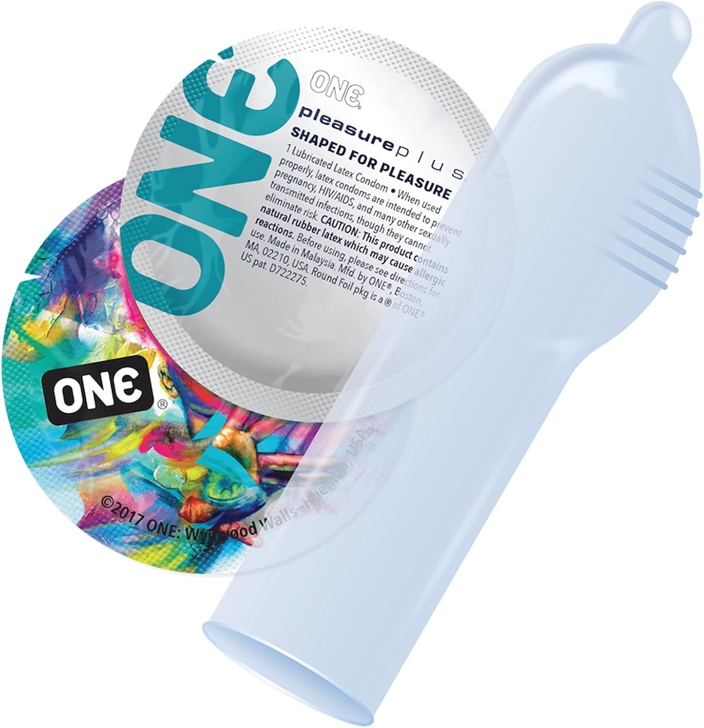 Набір презервативів ONE Pleasure Plus, 100 шт, з ребристою ділянкою на кінці, паковання-тубус