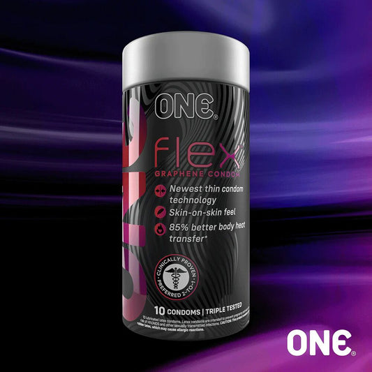 Презервативи ONE Flex Graphene, 10 шт, супертонкі, дуже міцні, подарункове паковання-тубус