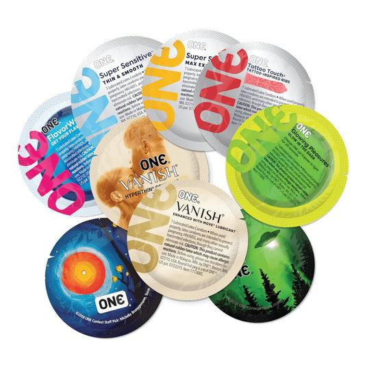 Презервативи ONE Mixed Pleasures, 12 шт, 6 видів, подарункове паковання-тубус