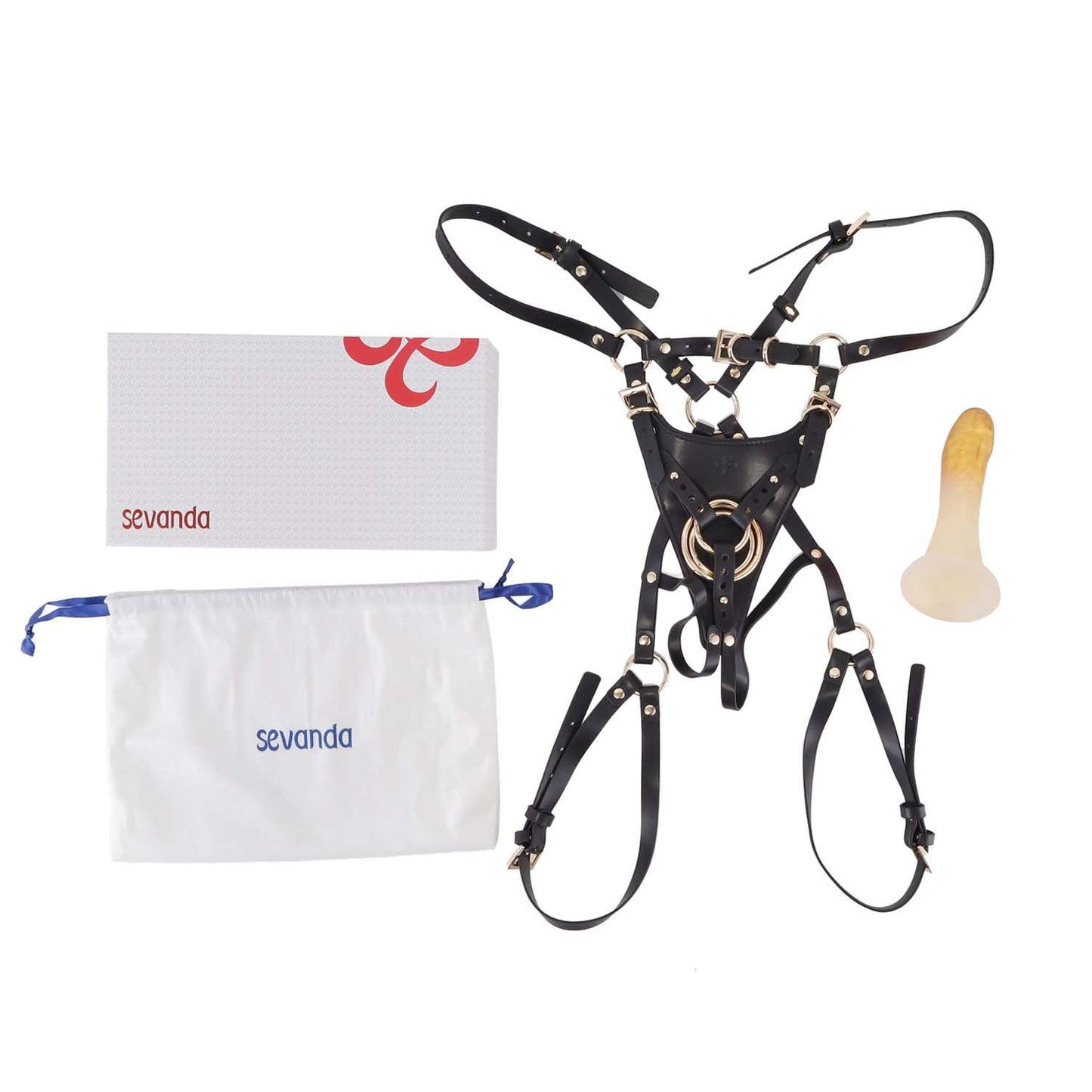 Страпон LOCKINK SEVANDA Queen Sheba Strapon Golden Dildo, регульовані кріплення, силіконовий дилдо