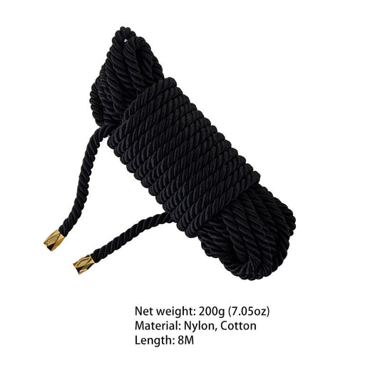 Мотузка для шибарі LOCKINK SEVANDA Shibari Pratice Rope, чорна, 8 м, нейлон+бавовна