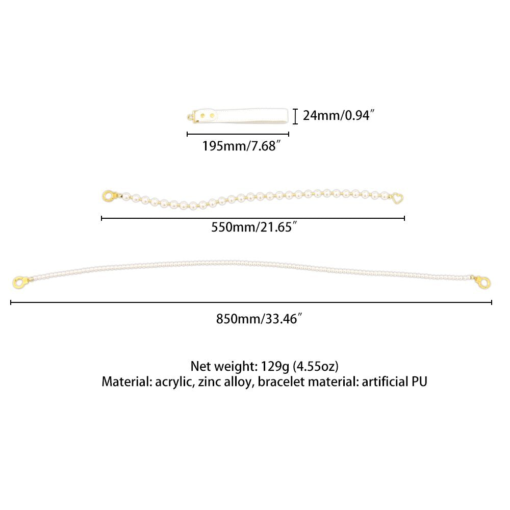Перлинний нашийник з повідцем та наручниками LOCKINK Pearl Bondage & Restraint Set