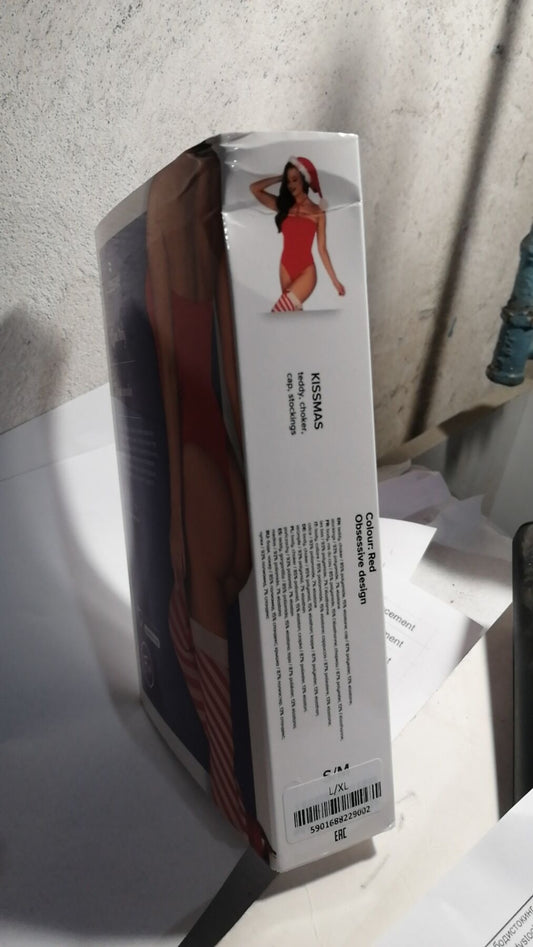 Боді Obsessive Kissmas teddy red L/XL (м'ята упаковка!!!)