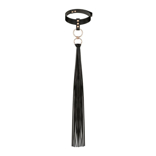 Нашийник с флогером Rosy Gold - Collar with Flogger - Black