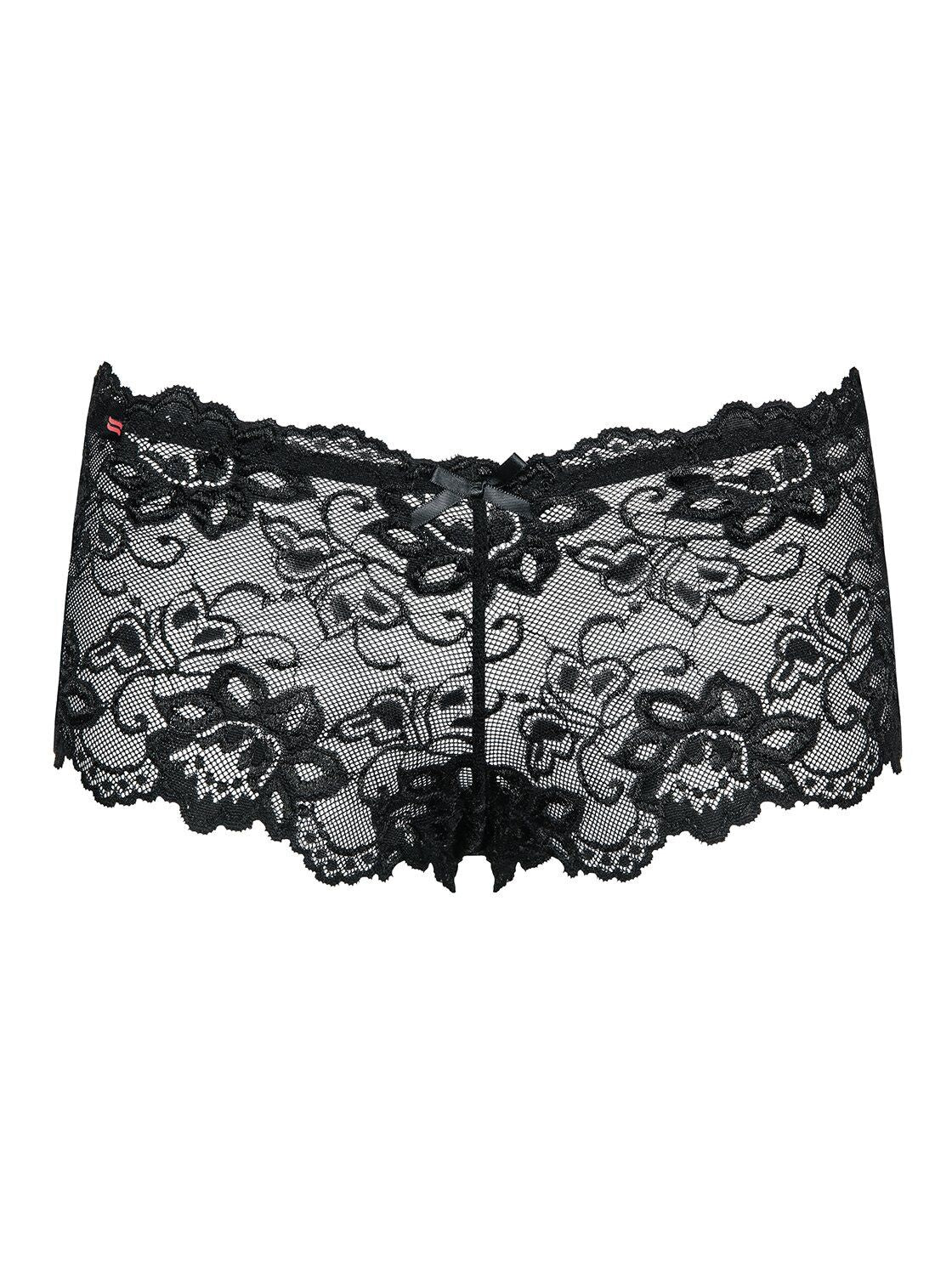 (SALE) Мереживні трусики-шортики Obsessive Idillia shorties black L/XL