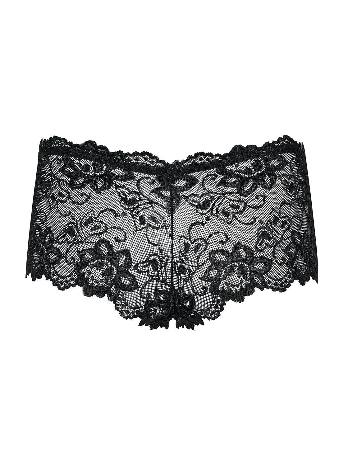 (SALE) Мереживні трусики-шортики Obsessive Idillia shorties black L/XL