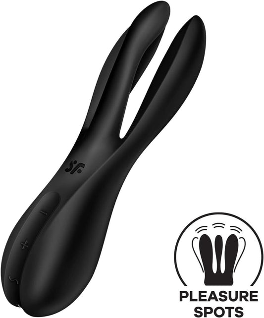 Кліторальний вібратор Satisfyer Threesome 2 Black, 3 гнучкі пальчики, 3 мотори