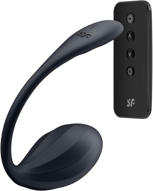 Смарт-віброяйце Satisfyer Ribbed Petal Connect App Black, керування зі смартфона, пульт ДК