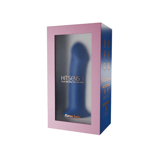 Двошаровий дилдо Adrien Lastic Hitsens 1 Blue, підходить для страпона, діаметр 4,5 см, довжина 17,7 см