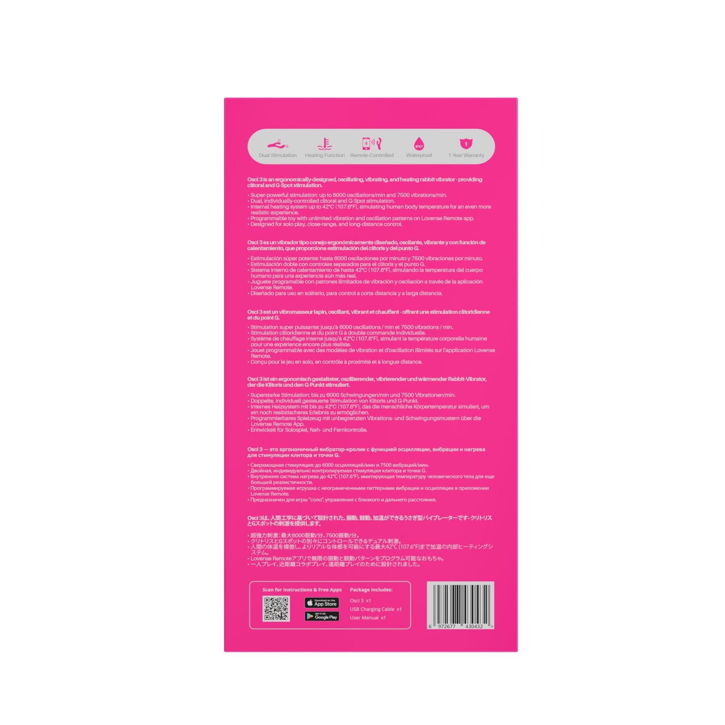 Осцилювальний смарт вібратор-кролик для точки G Lovense Osci 3, підігрів