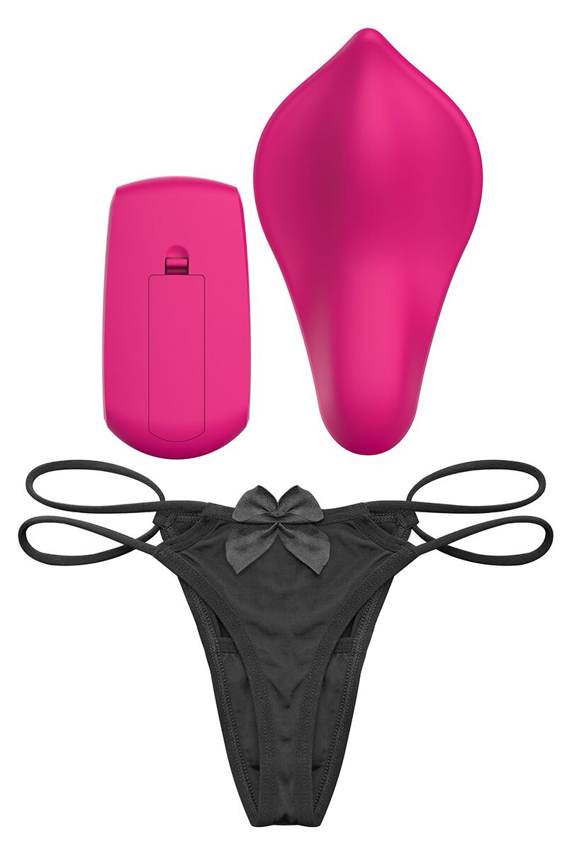 Вібратор у трусики Liebe Panty Vibe Recargable Cerise, нагрів до 39 °C, пульт, трусики S-M в комплекті