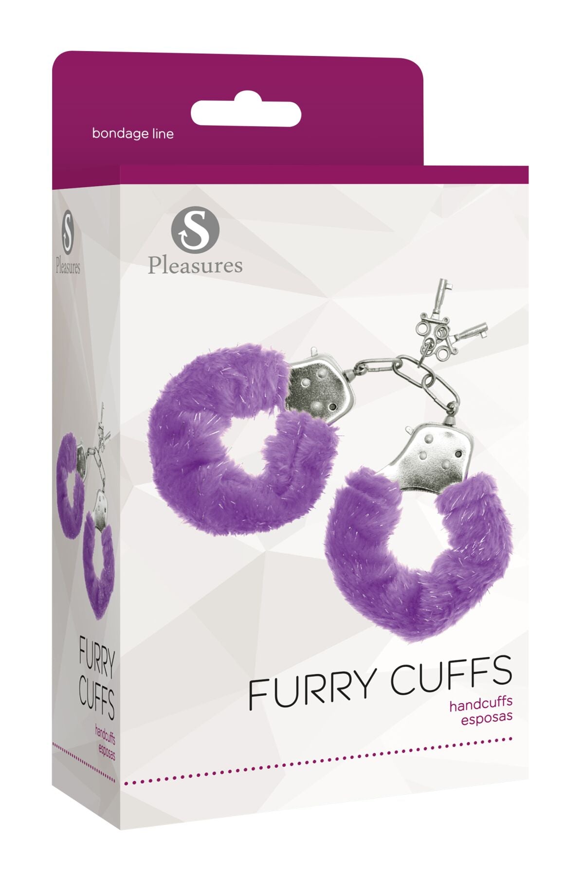 Наручники S Pleasures Furry Cuffs Purple з пухнастим оздобленням, 2 ключі в комплекті