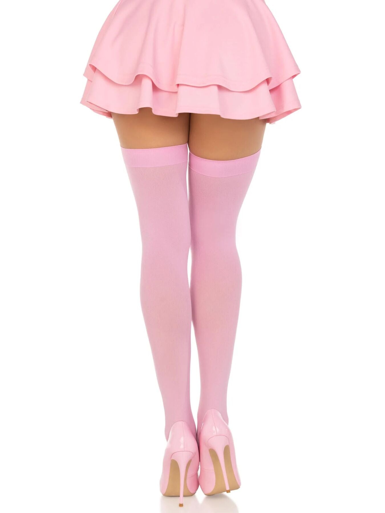 Щільні непрозорі панчохи Leg Avenue Opaque Nylon Thigh Highs Pink, One Size