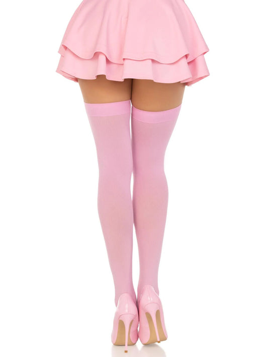 Щільні непрозорі панчохи Leg Avenue Opaque Nylon Thigh Highs Pink, One Size