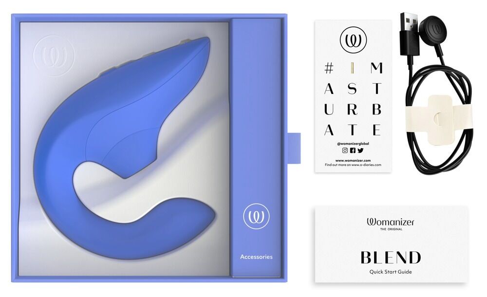 Вагінально-кліторальний стимулятор Womanizer Blend Vibrant Blue, вібрація + вакуум, 2 мотори