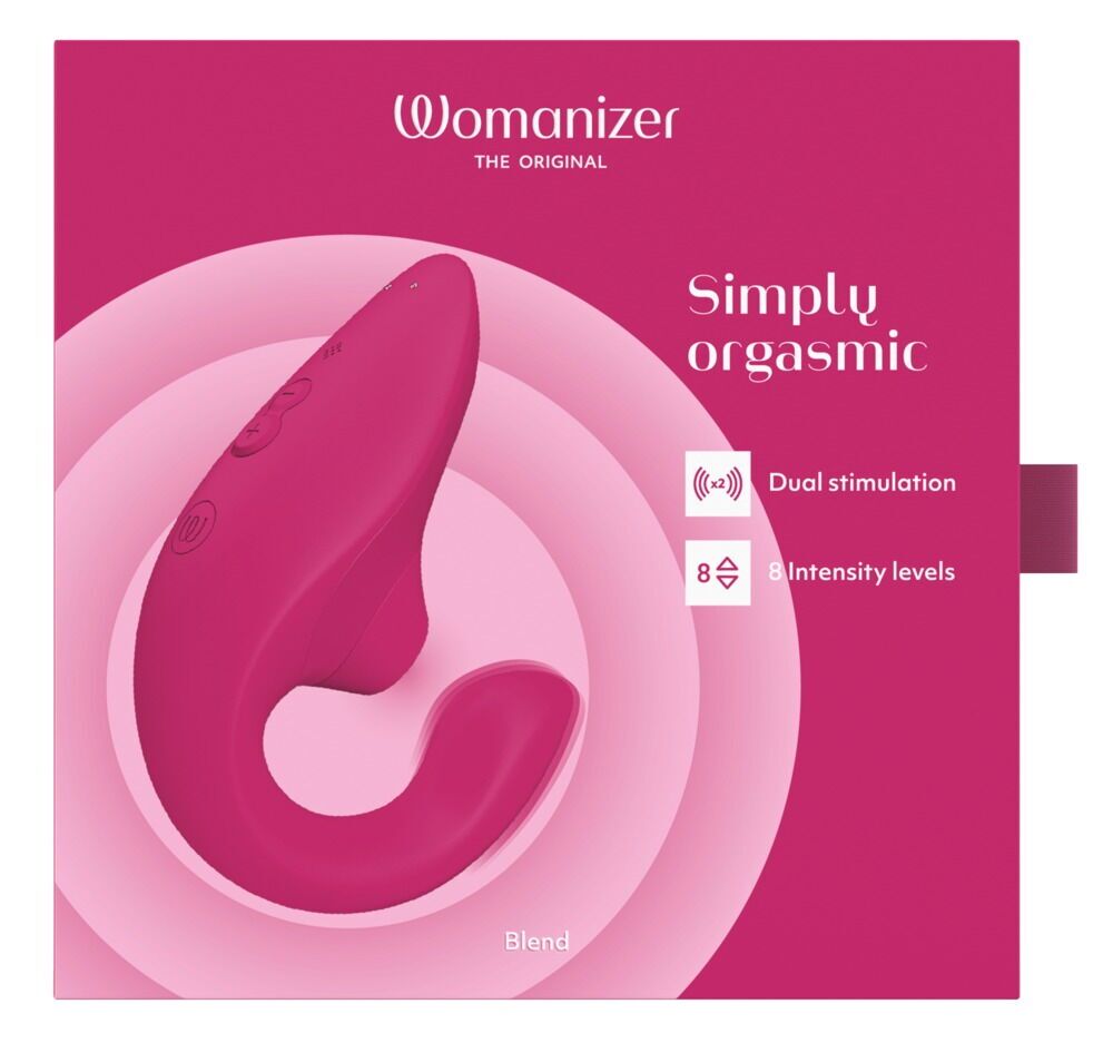 Вагінально-кліторальний стимулятор Womanizer Blend Vibrant Pink, вібрація + вакуум, 2 мотори