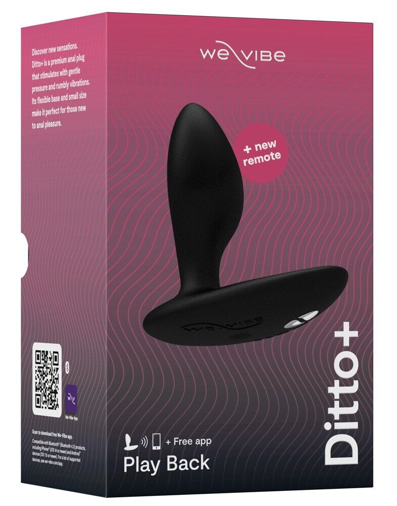 Анальна смарт-вібропробка We-Vibe Ditto+ Satin Black з пультом ДК