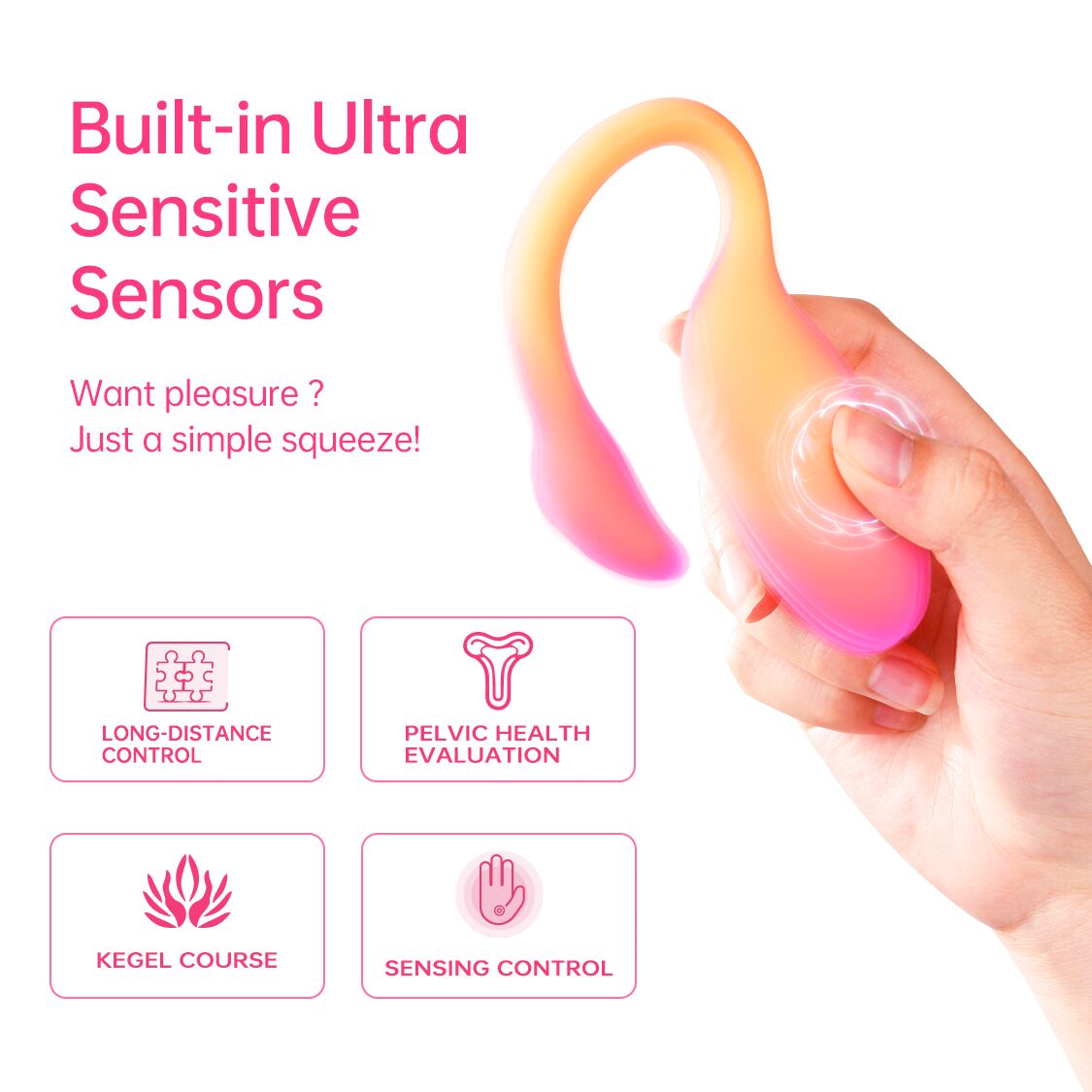 Смарт-віброяйце Magic Motion Flamingo Max Orange 2 в 1: віброяйце та тренажер Кегеля, 10 режимів
