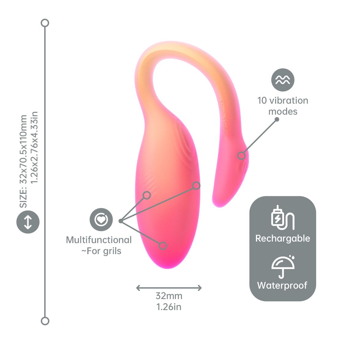 Смарт-віброяйце Magic Motion Flamingo Max Orange 2 в 1: віброяйце та тренажер Кегеля, 10 режимів