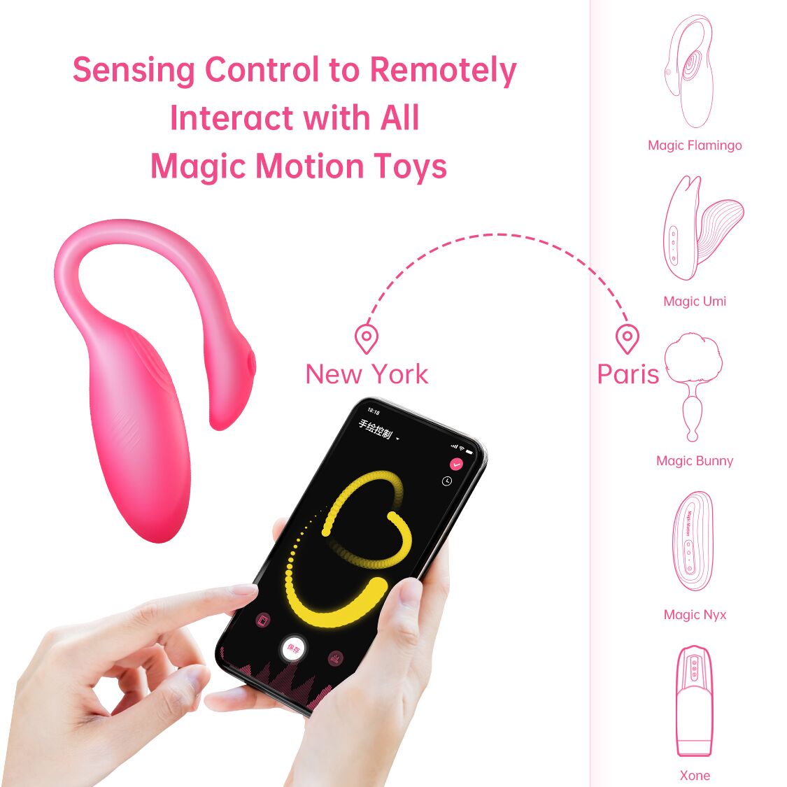 Смарт-віброяйце Magic Motion Flamingo Max Pink 2 в 1: віброяйце та тренажер Кегеля, 10 режимів
