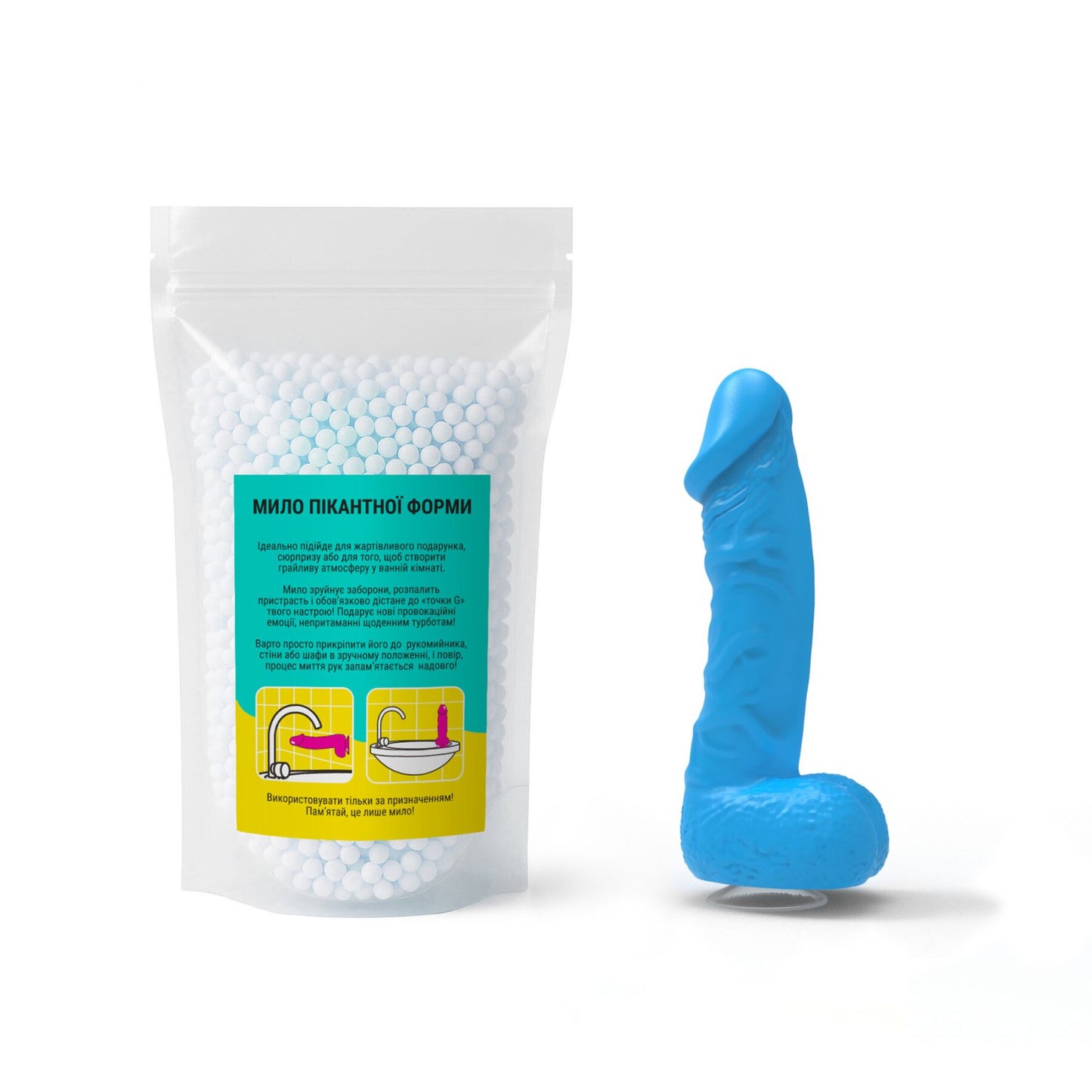 Крафтове мило-член з присоскою Чистий Кайф LARGE Blue, натуральне