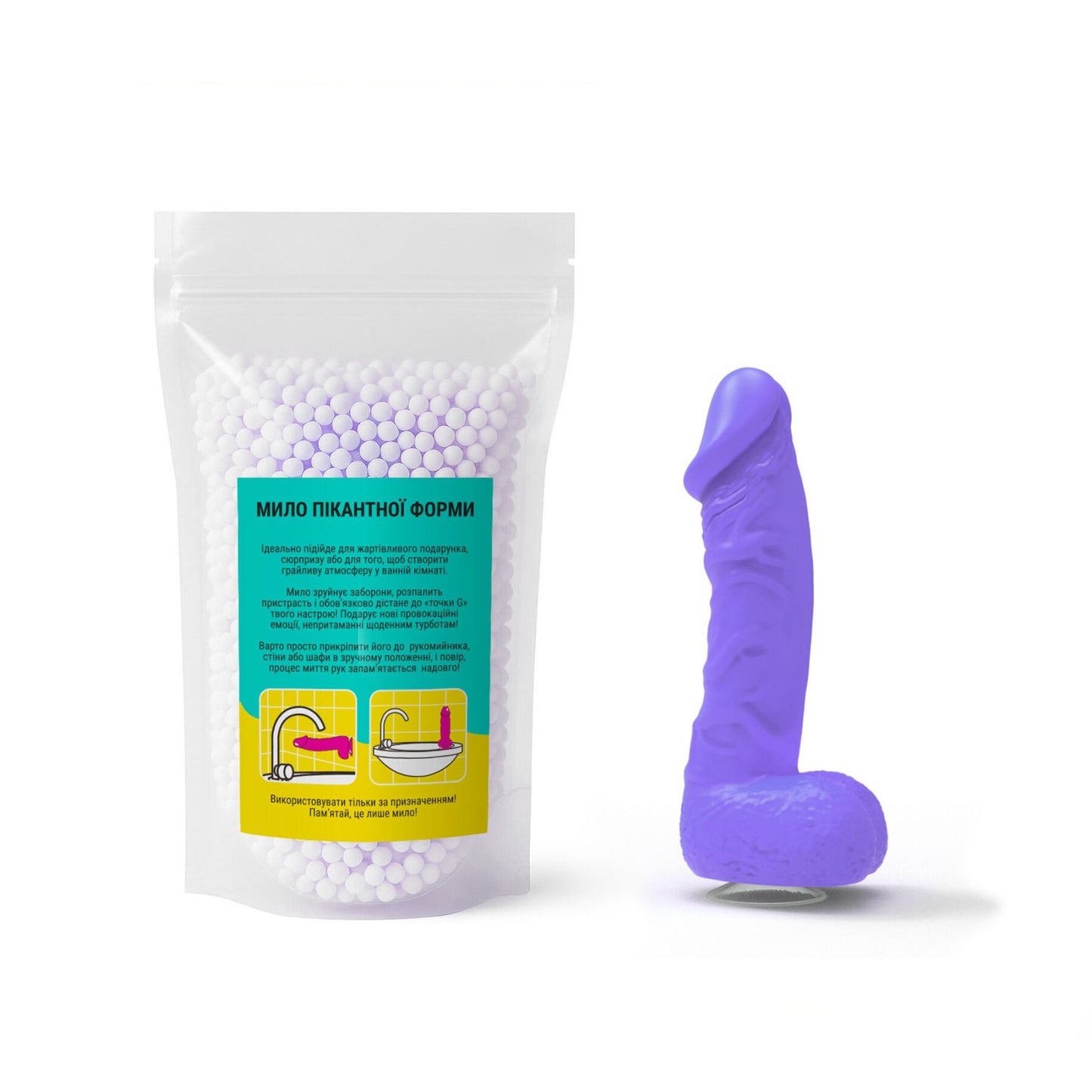 Крафтове мило-член з присоскою Чистий Кайф LARGE Violet, натуральне