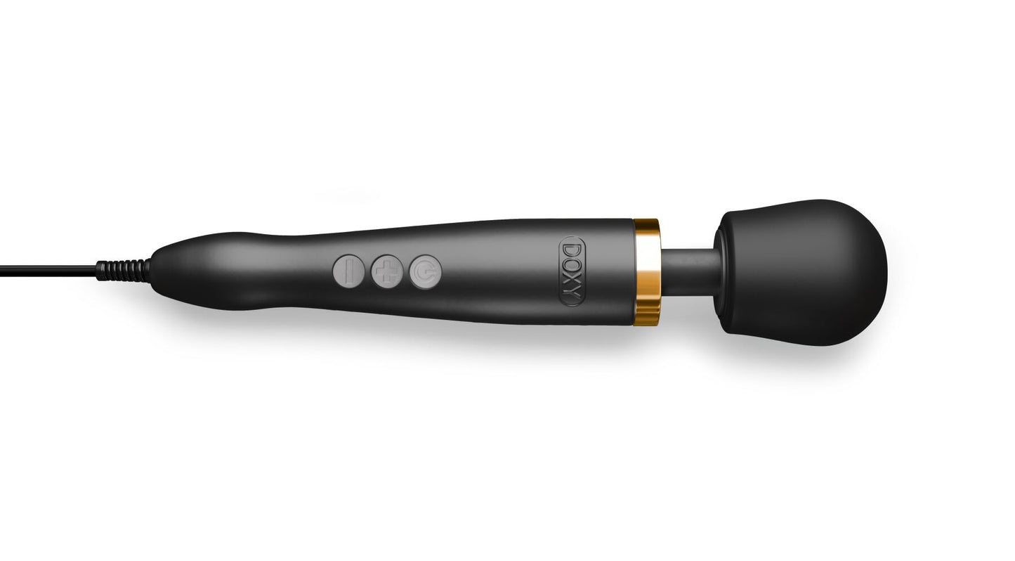 Преміальний вібромасажер DOXY Die Cast матово-чорний, з покриттям із 24-каратного золота