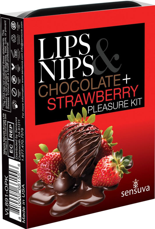 Подарунковий набір Sensuva Lips & Nips Pleasure Kit - Chocolate Strawberry 2 x 4г