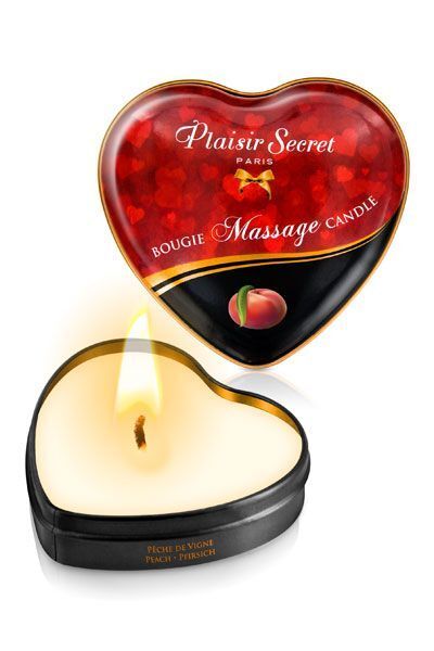 Розпродаж!!! Масажна свічка-серце Plaisirs Secrets Peach (35 мл) (термін 05.2026)