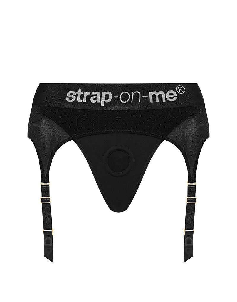 Трусики для страпона з підв’язками для панчіх Strap-On-Me REBEL HARNESS - XS