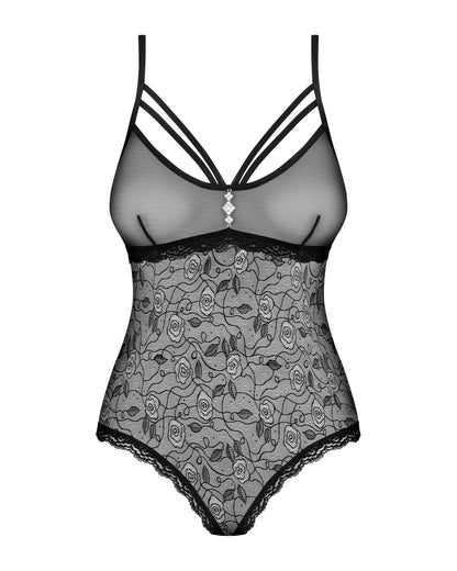 Мереживне боді з доступом Obsessive 818-TED-1 teddy XS/S, чорне