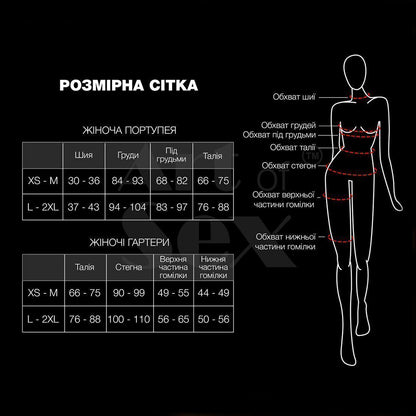 Шкіряна жіноча портупея з наручниками Art of Sex - Ursula чорна XS-2XL